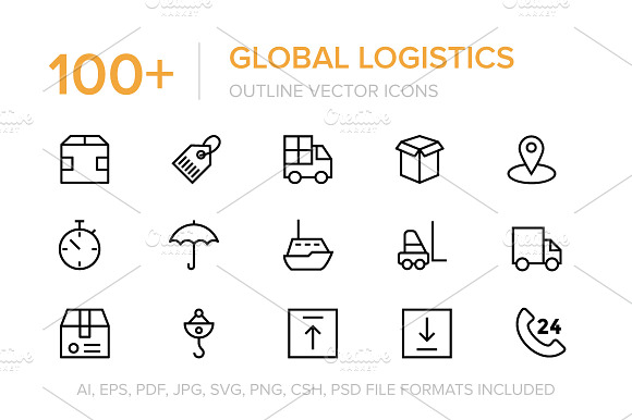 100 Global Logistics Vector Icons