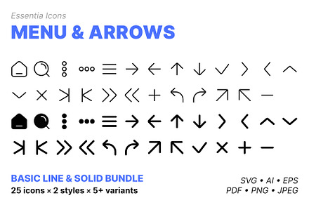 Menu & Arrows (Line & Solid Bundle), an Outline Icon by Totto House