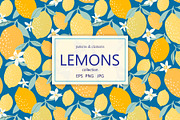 Lemons patterns and lemonade set, a Food Illustration by Letto studio (Thumbnail 1 of 6)