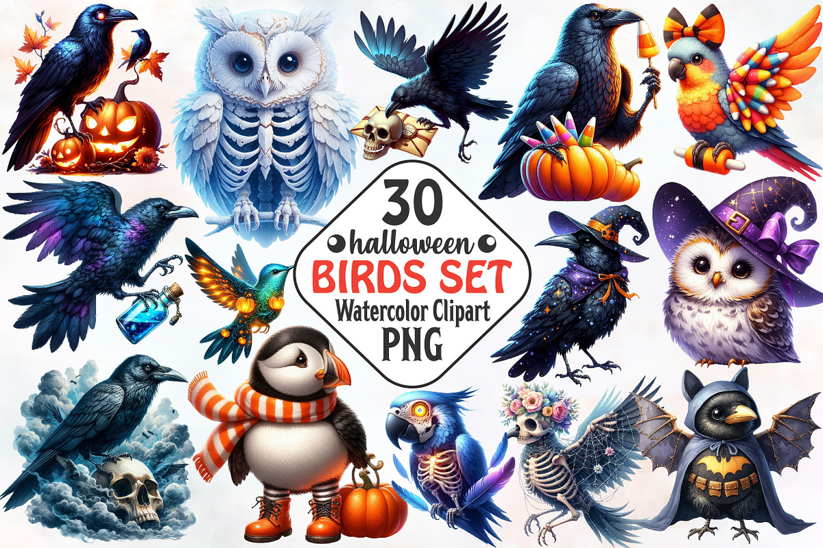 Halloween Birds Clipart, an Illustration by RobertsArt (Photo 1 of 7)