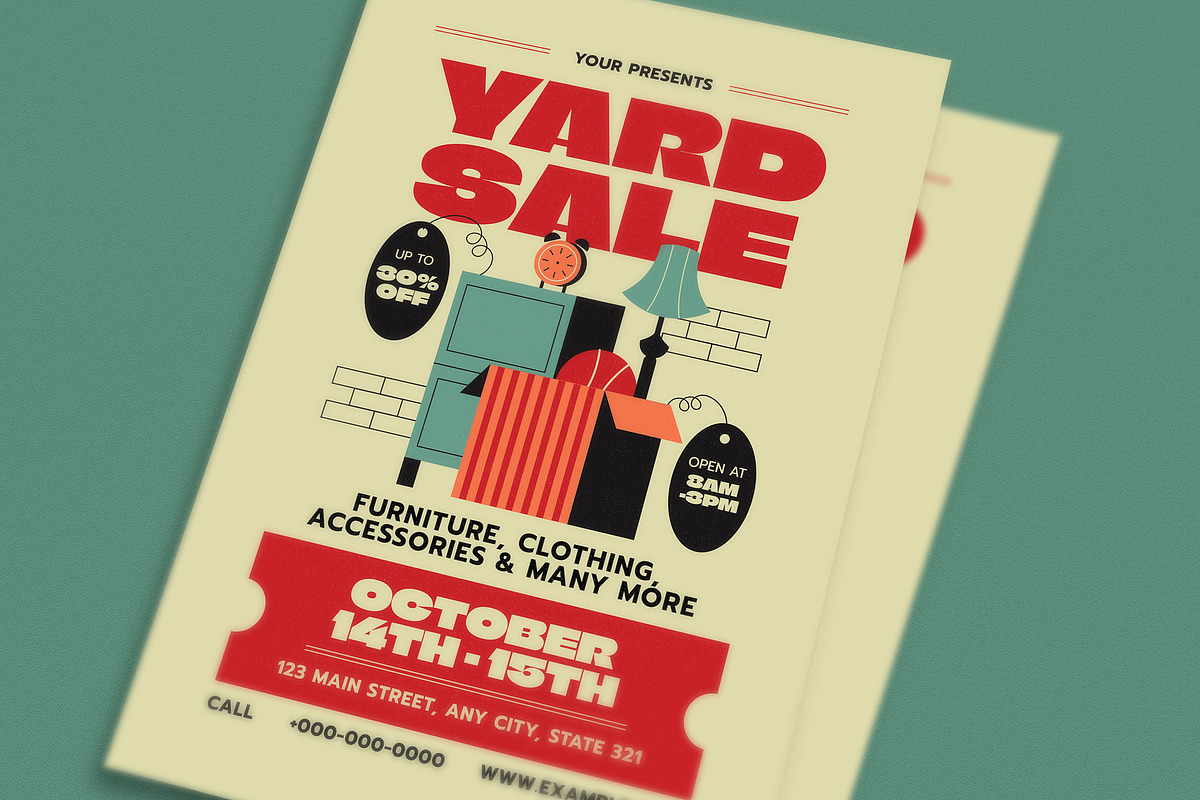 Retro Yard Sale Event Flyer, a Flyer Template by Guuver (Photo 3 of 3)