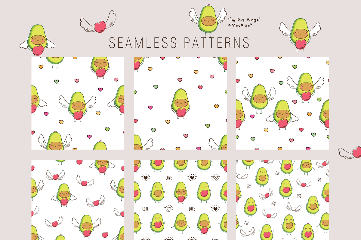 Cute avocados, a Food Illustration by Tkoko vectors & patterns (Photo 4 of 6)