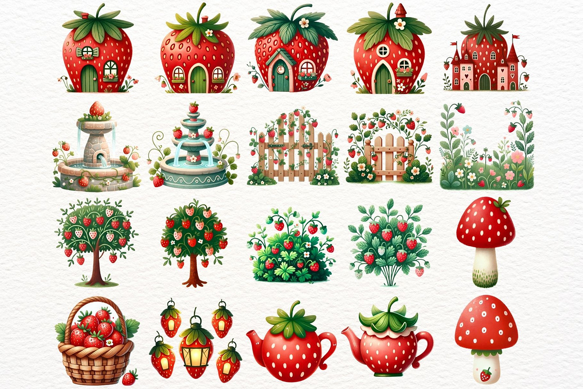 Strawberry Fairy Garden Watercolor, a Person Illustration by Nicolle's Colorful Art (Photo 3 of 6)