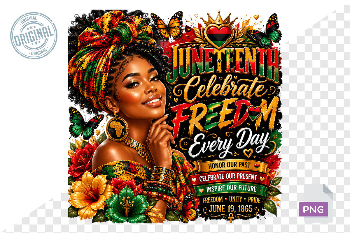 Juneteenth PNG, Black Woman, a Seasonal Illustration by CreationArt (Photo 5 of 7)