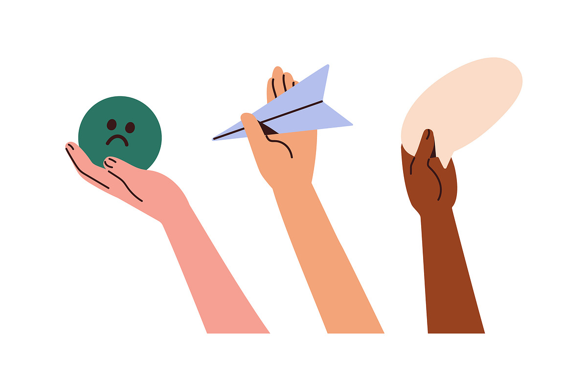 Hands with heart, star, emoji symbol, a Person Illustration by Good Studio (Photo 14 of 25)
