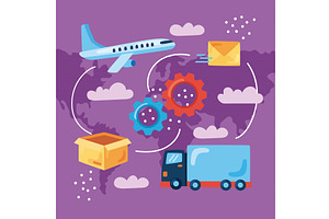 worldwide delivery icons in planet, an Object Illustration by studiogstock