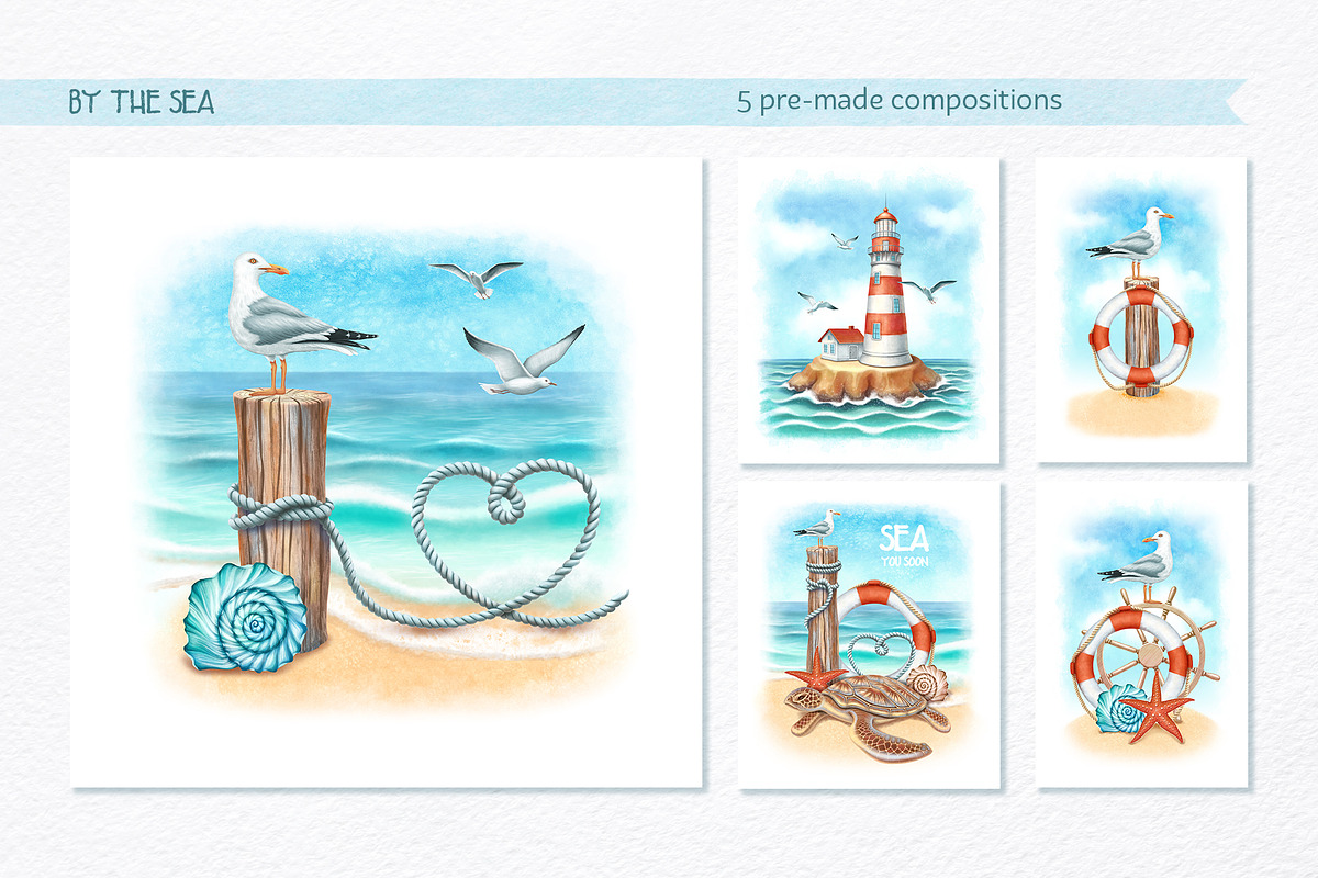 Sea Clipart. Patterns & Seascapes, a Person Illustration by MariArtySpace (Photo 9 of 15)