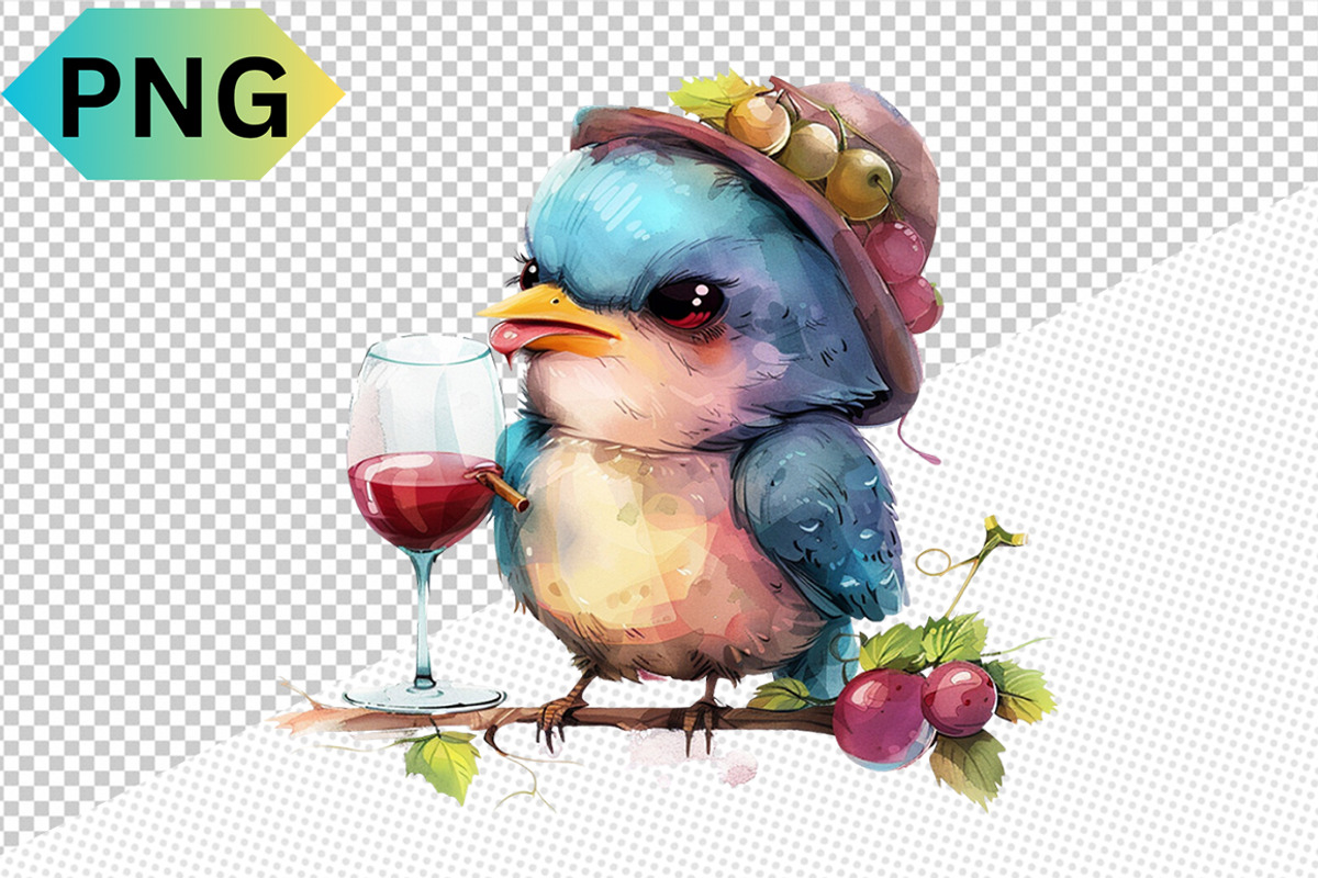 Funny Bird With Wine Glass Clipart, a Graphic by crative8112 (Photo 11 of 13)