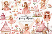 Watercolor Magical Garden Pink PNG, an Illustration by JackArt (Thumbnail 1 of 8)