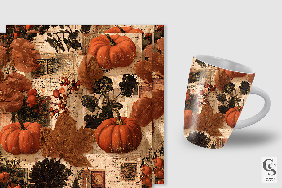 Vintage Autumn Junk Journal Paper, a Pattern Graphic by Creative Store (Photo 3 of 5)