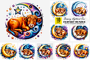 10 Sleeping Baby Cow PNG Clipart, an Illustration by Clipart Bloom (Thumbnail 1 of 11)