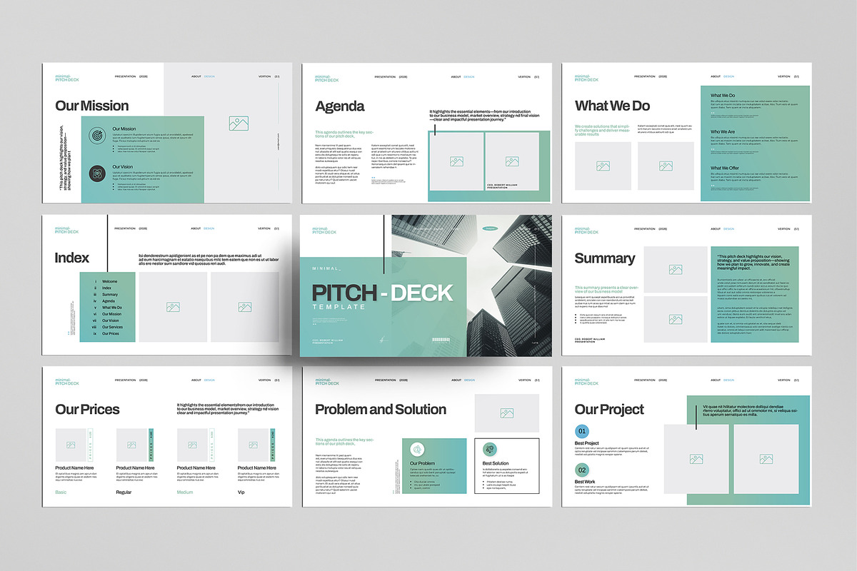 Minimal Pitch Deck Presentation, a Presentation Template by MightyDesign (Photo 1 of 8)