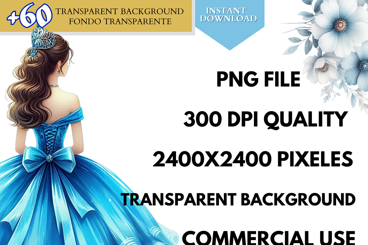 Blue Princess Clipart quince png dre, a Person Illustration by VM PARTYS  BY TAIRUMA (Photo 6 of 40)