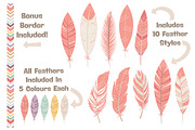 Vintage Pink Feathers Vector Clipart, an Illustration by Amanda Ilkov (Thumbnail 2 of 4)