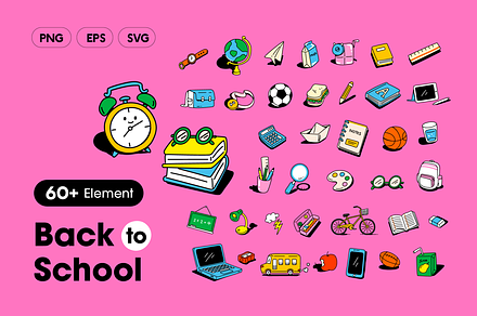 Back To School Element Set, an Education Illustration by Sinando Studio