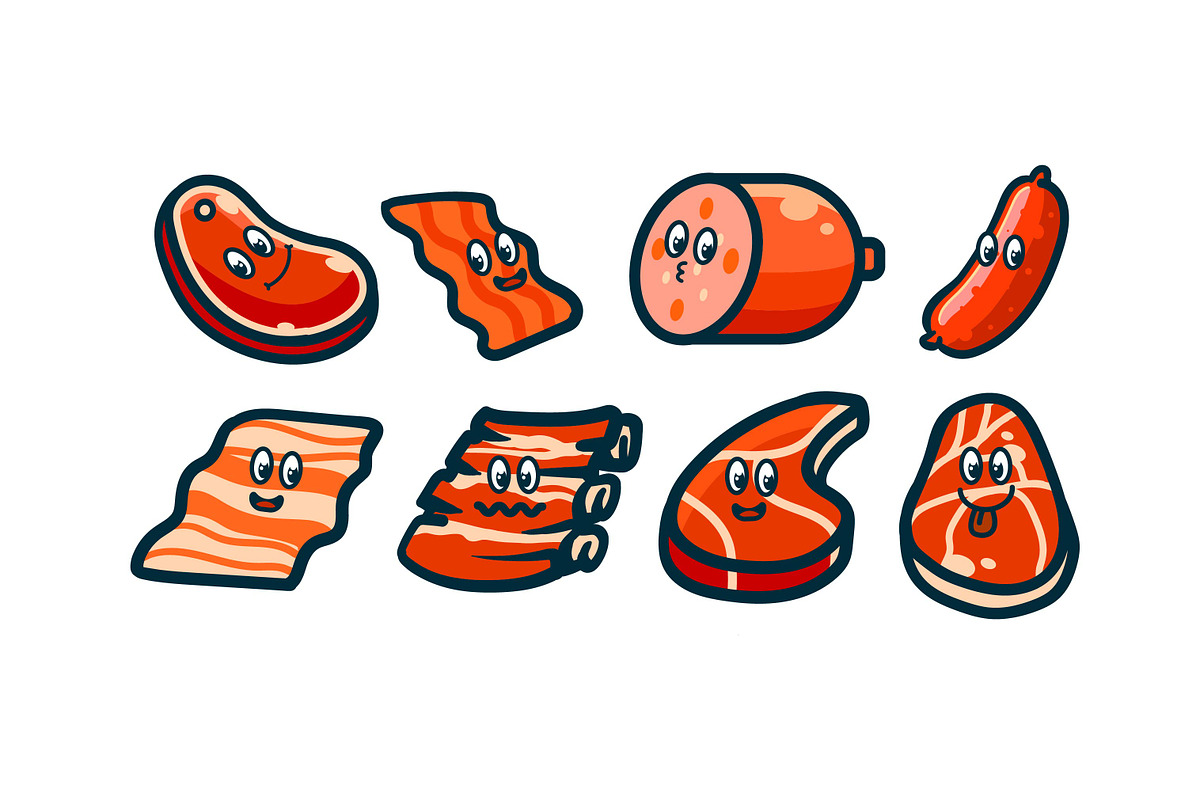 CUTE FOOD ICONS SET, a Food Illustration by grindstudio (Photo 4 of 8)
