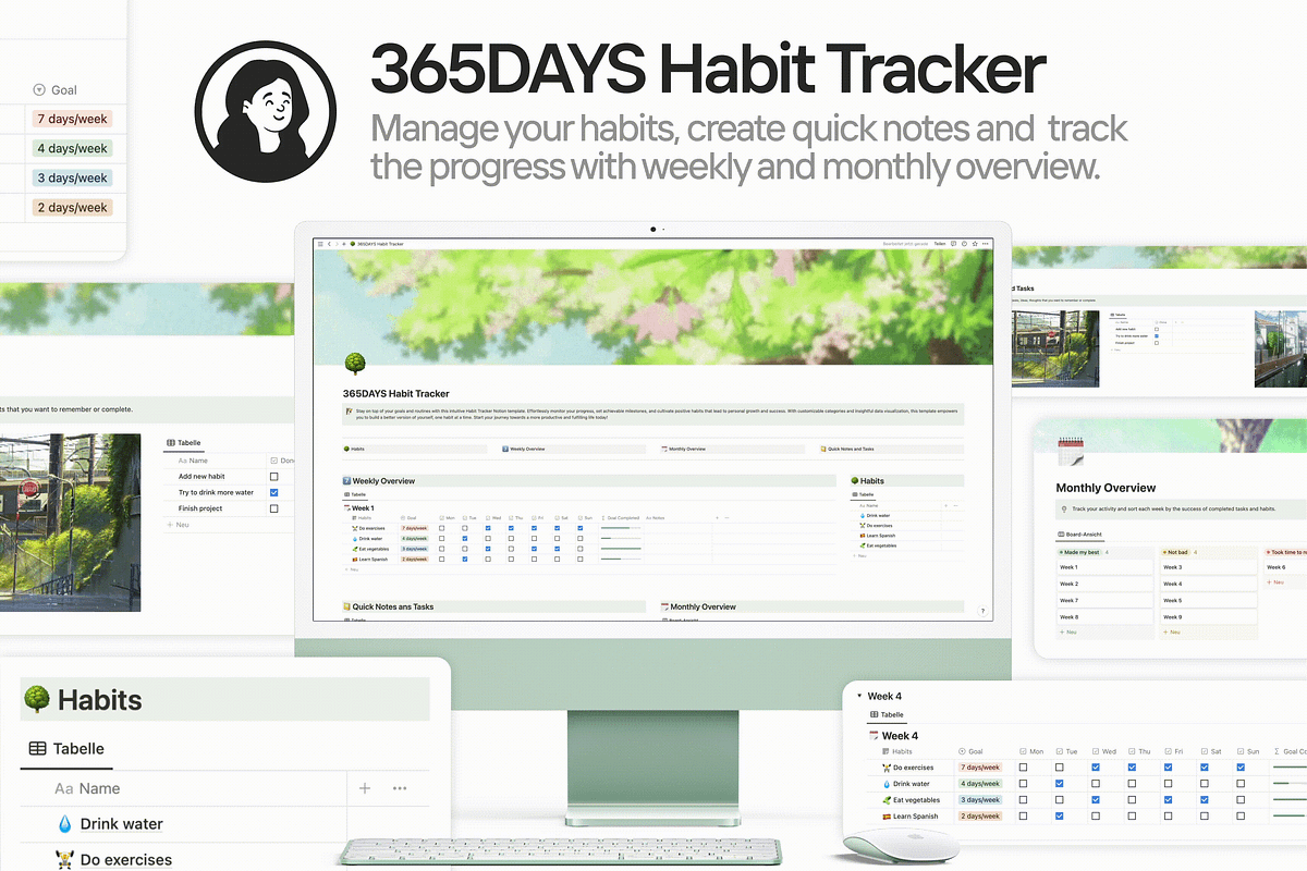 365DAYS Habit Tracker Notion, a Templates & Theme by KristinaK3 (Photo 1 of 2)