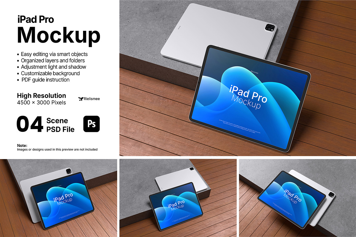 iPad Pro Mockup Bundle Set, an iPad Mockup by Rielismee (Photo 1 of 5)