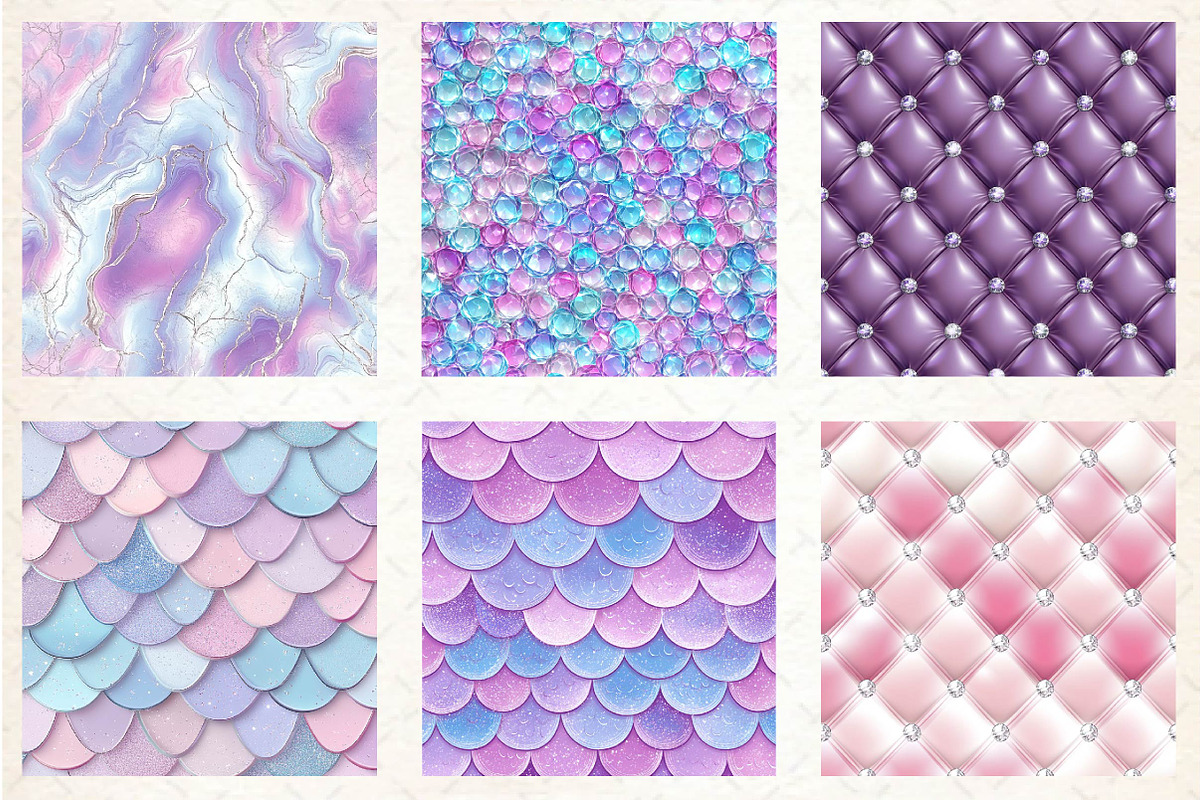 Mermaid Glam Digital Paper, an Illustration by Dream Creation (Photo 2 of 6)
