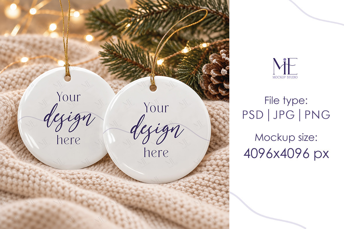 Xmas Family Ceramic Ornament Mockup, a Merchandise Mockup by Mie Mockup Studio (Photo 2 of 7)