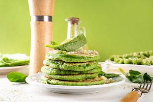 Stack Of Tasty homemade Spinach Pancakes, a Food & Drink Photo by Rimma