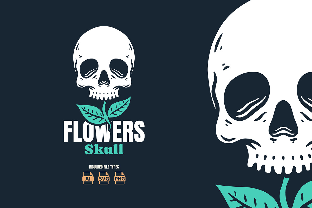 Vintage Flower Skull Illustration, an Object Illustration by Decoconio Design (Photo 1 of 3)