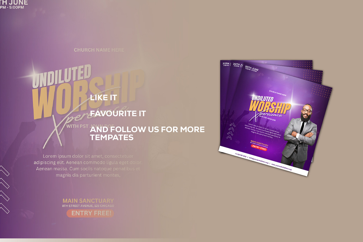 Church Flyer Canva Template, a Social Media Template by Sipi_Graphics (Photo 3 of 3)