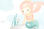 MERMAIDS clipart. Watercolor, an Illustration by OlliArtDesign (Thumbnail 4 of 6)
