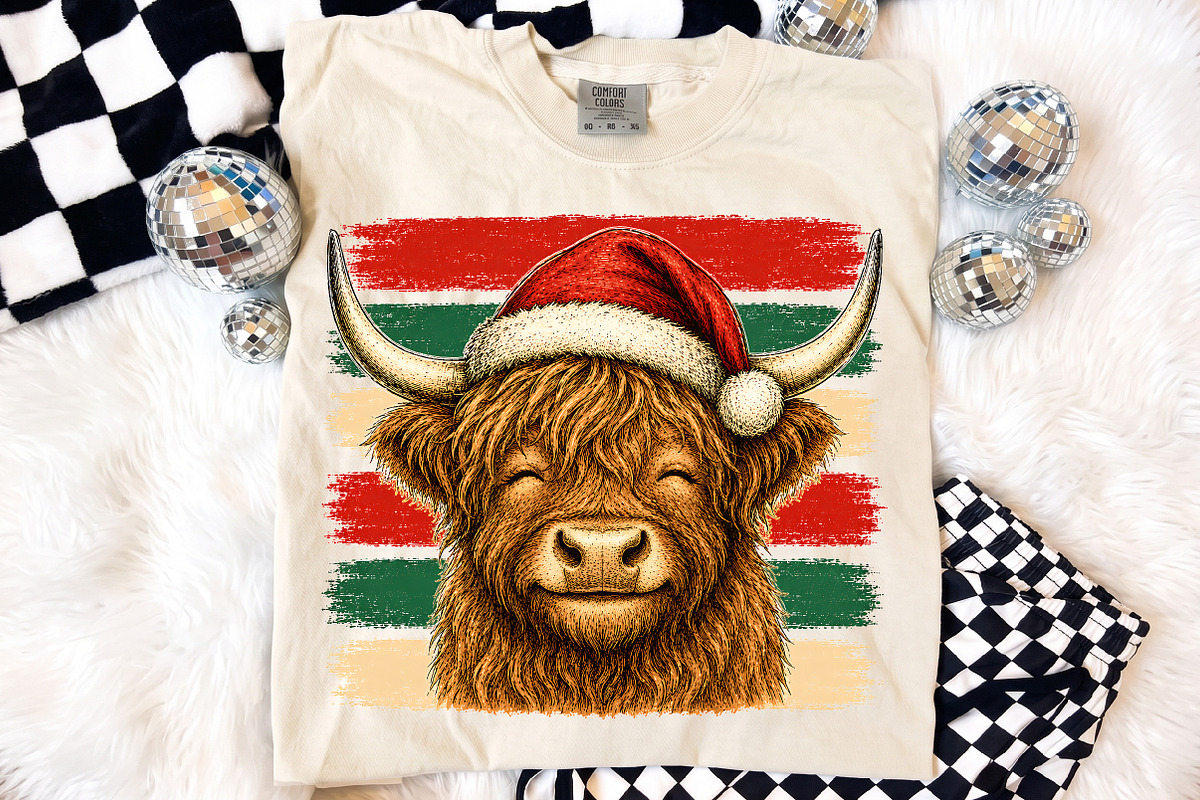Retro Christmas Cow Stripes PNG, a Seasonal Illustration by Libby Wishes (Photo 2 of 4)