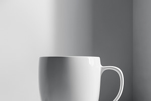 White glossy ceramic cup mockup, a Food & Drink Photo by MistyDay