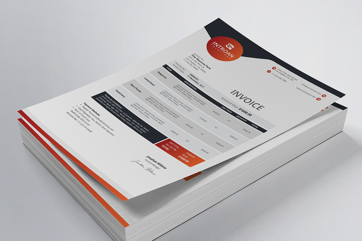 Modern Invoice Template, a Templates & Theme by theresumepark
