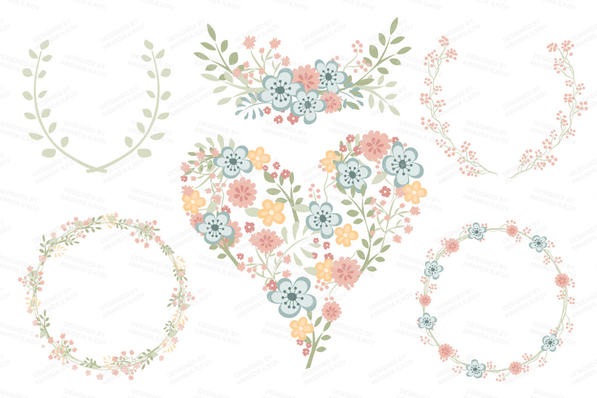 Pastel Floral Heart Clipart, an Illustration by Amanda Ilkov (Photo 3 of 4)