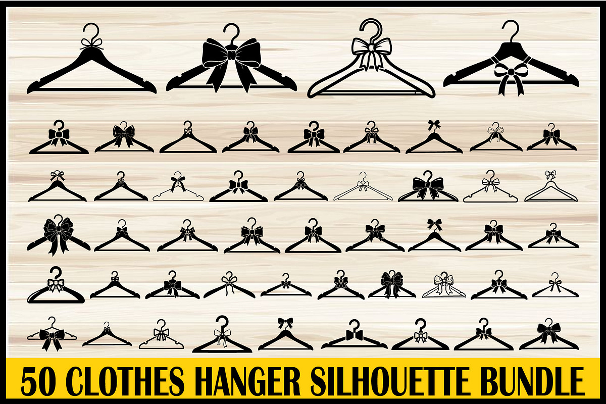 Clothes Hanger SVG Silhouette Bundle, a Decorative Illustration by yasushie (Photo 1 of 4)