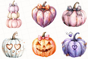 Halloween Coquette Pumpkin Clipart, an Illustration by OK Design (Thumbnail 2 of 5)