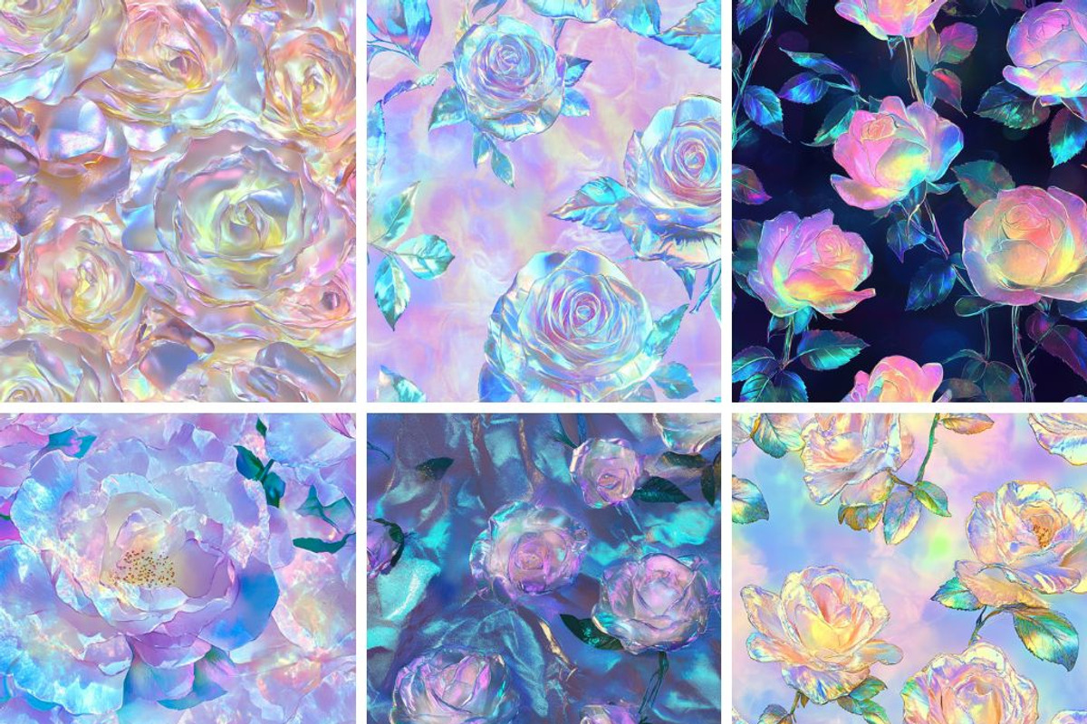 Holographic Serenity Roses Seamless | Creative Market