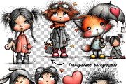 Cute Valentine Girls & Sweet Animals, an Illustration by one-touch (Thumbnail 7 of 9)