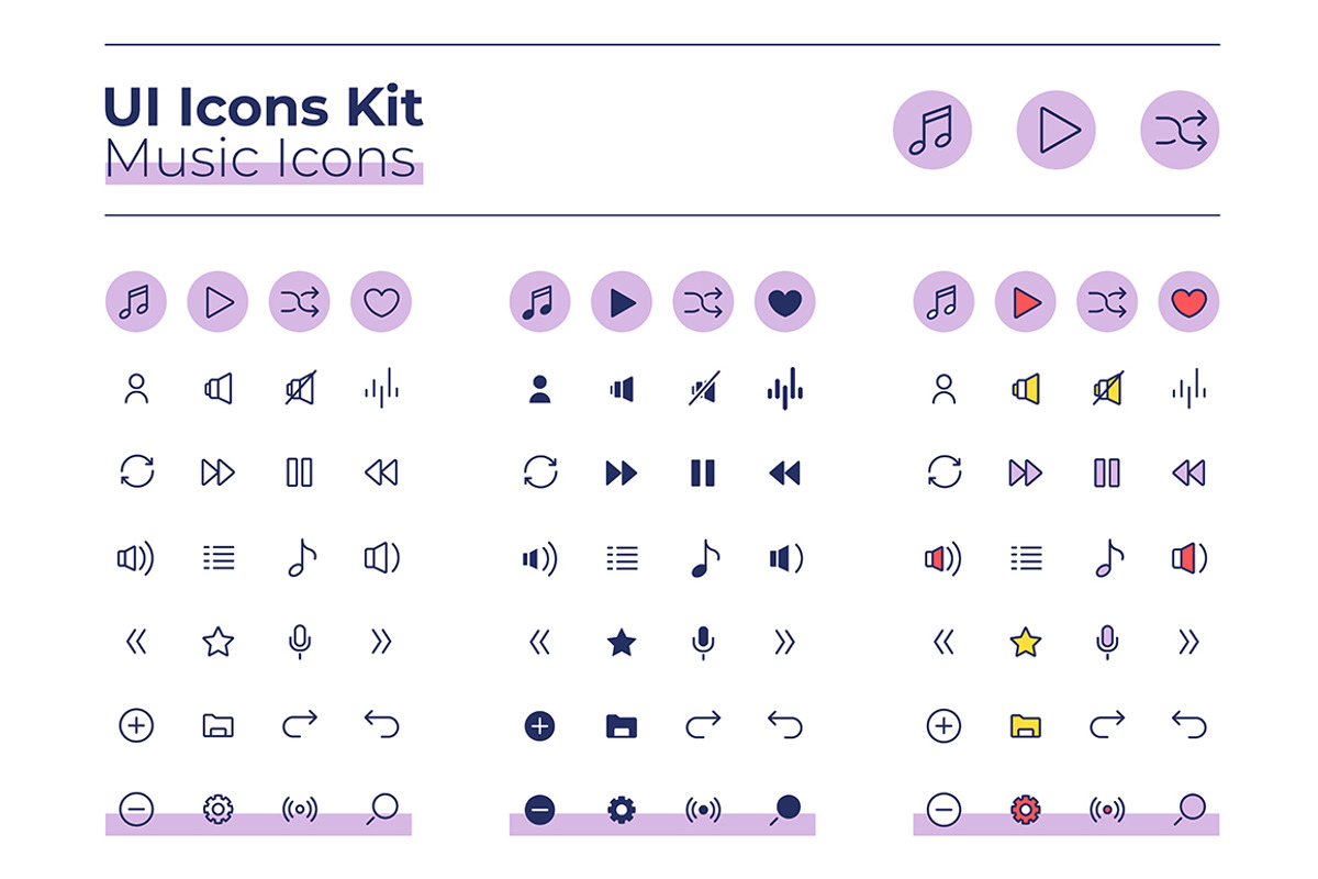 Music UI icons kit, a Solid Icon by IMG Visuals