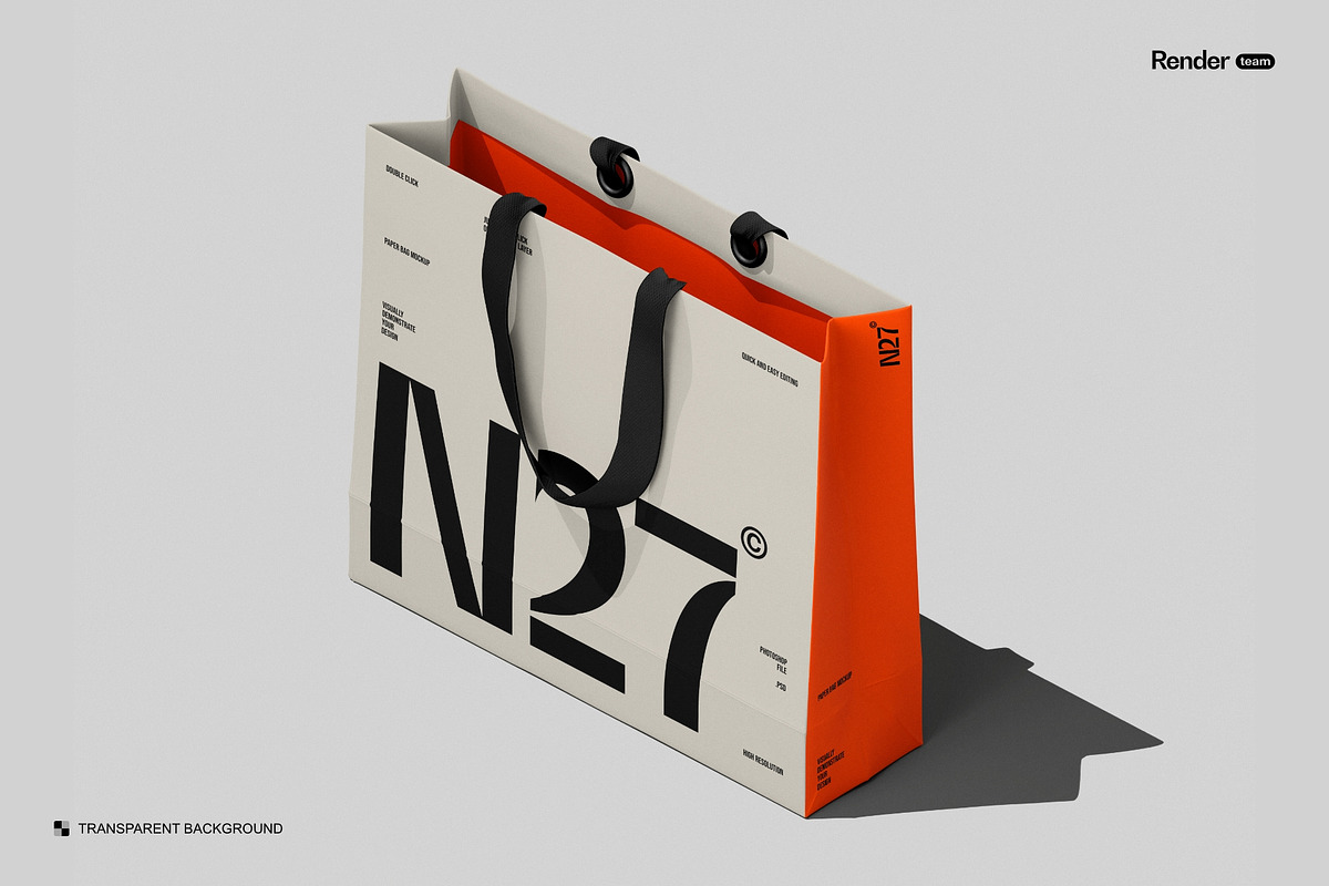 Paper Bag Mockup Set, a Packaging Mockup by Renderteam (Photo 11 of 12)