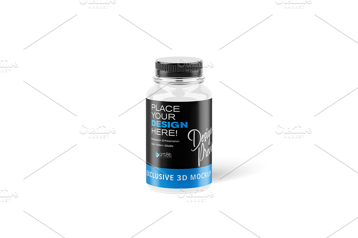 Plastic Jar with Screw Cap Mockup, a Packaging Mockup by artBit Design Studio (Photo 6 of 10)