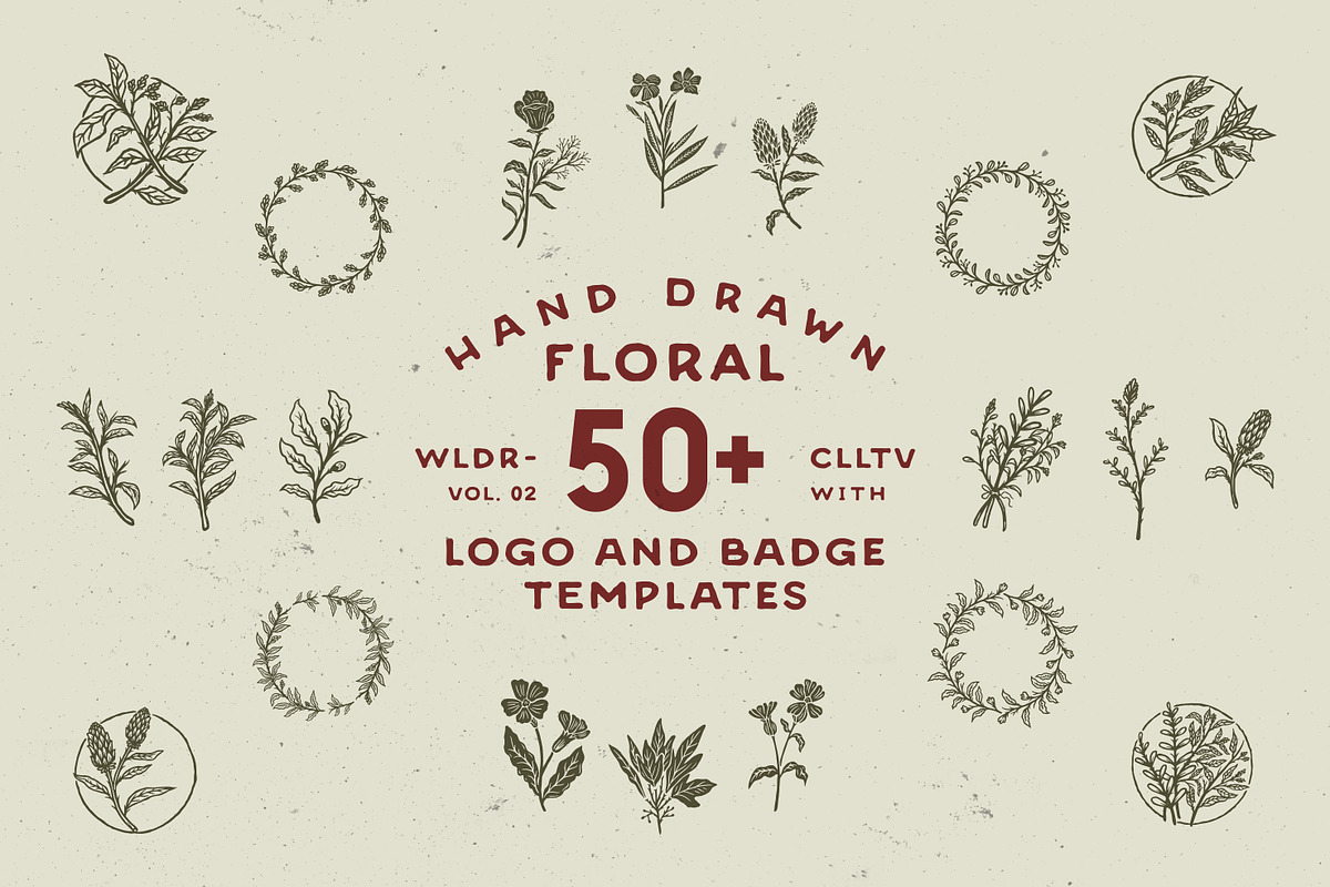 50+ Hand Drawn Floral Logo & Badges, a Branding & Logo Template by Wortfice (Photo 1 of 9)