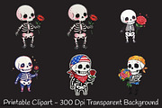 4th of July Skeleton Flower Clipart, a Seasonal Illustration by RobertsArt (Thumbnail 4 of 4)