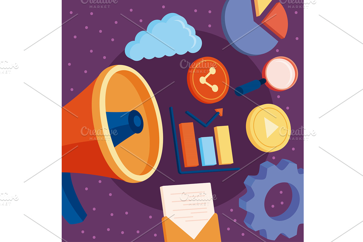 digital marketing icons pattern, a Technology Illustration by studiogstock