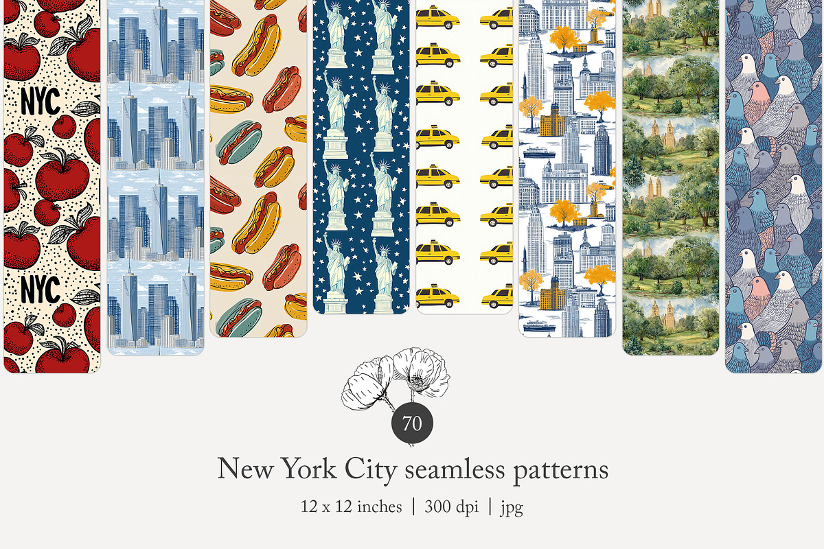 70 New York City seamless pattern, a Pattern Graphic by Poppy Lane Studio (Photo 1 of 10)
