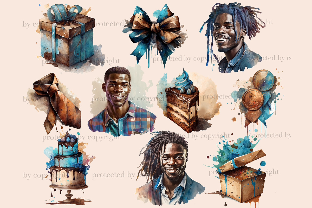 Happy Birthday Clipart, a Person Illustration by GlamArtZhanna (Photo 3 of 5)