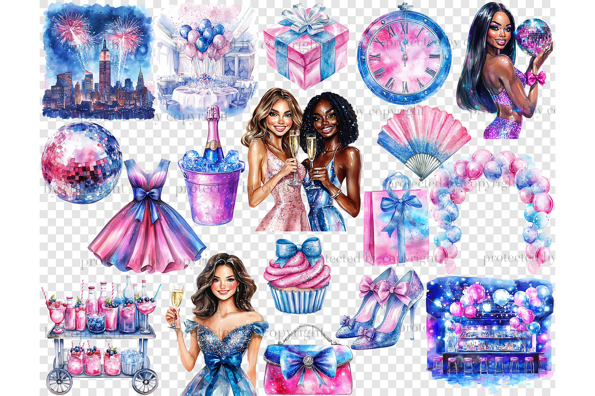 Bright New Year Clipart, a Seasonal Illustration by GlamArtZhanna (Photo 5 of 6)