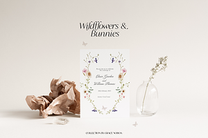 Watercolor Wildflowers & Bunnies Set