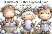 Whimsical Easter Highland Cow Clipar, an Illustration by Daily.Designs (Thumbnail 1 of 8)