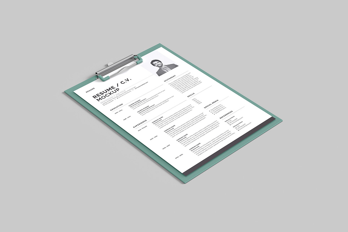 Resume - Curriculum Vitae Mockup, an Advertising Mockup by Illusiongraphic (Photo 4 of 22)
