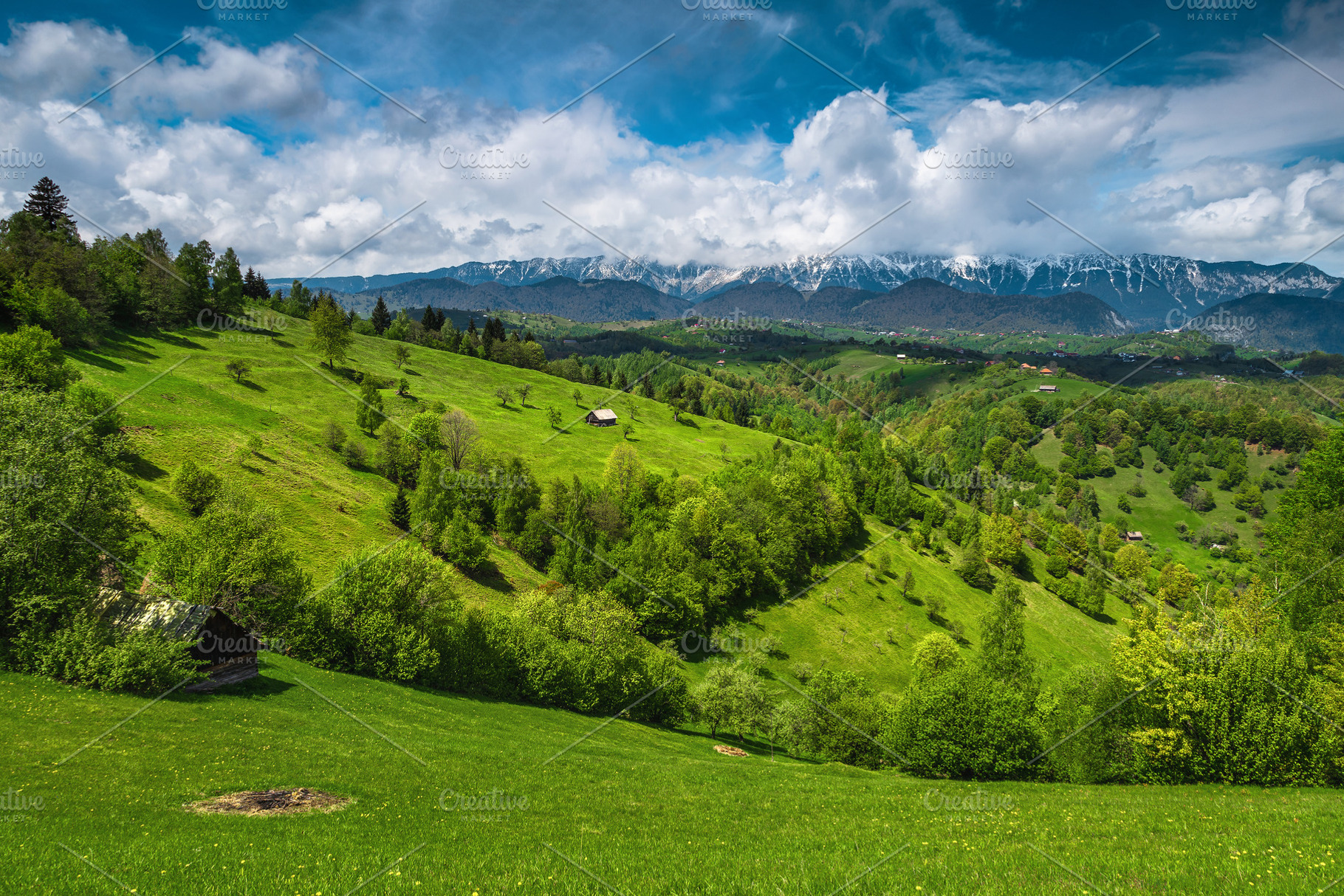 Spring scenery with snowy mountains, a Nature Photo by Alpine Dreams