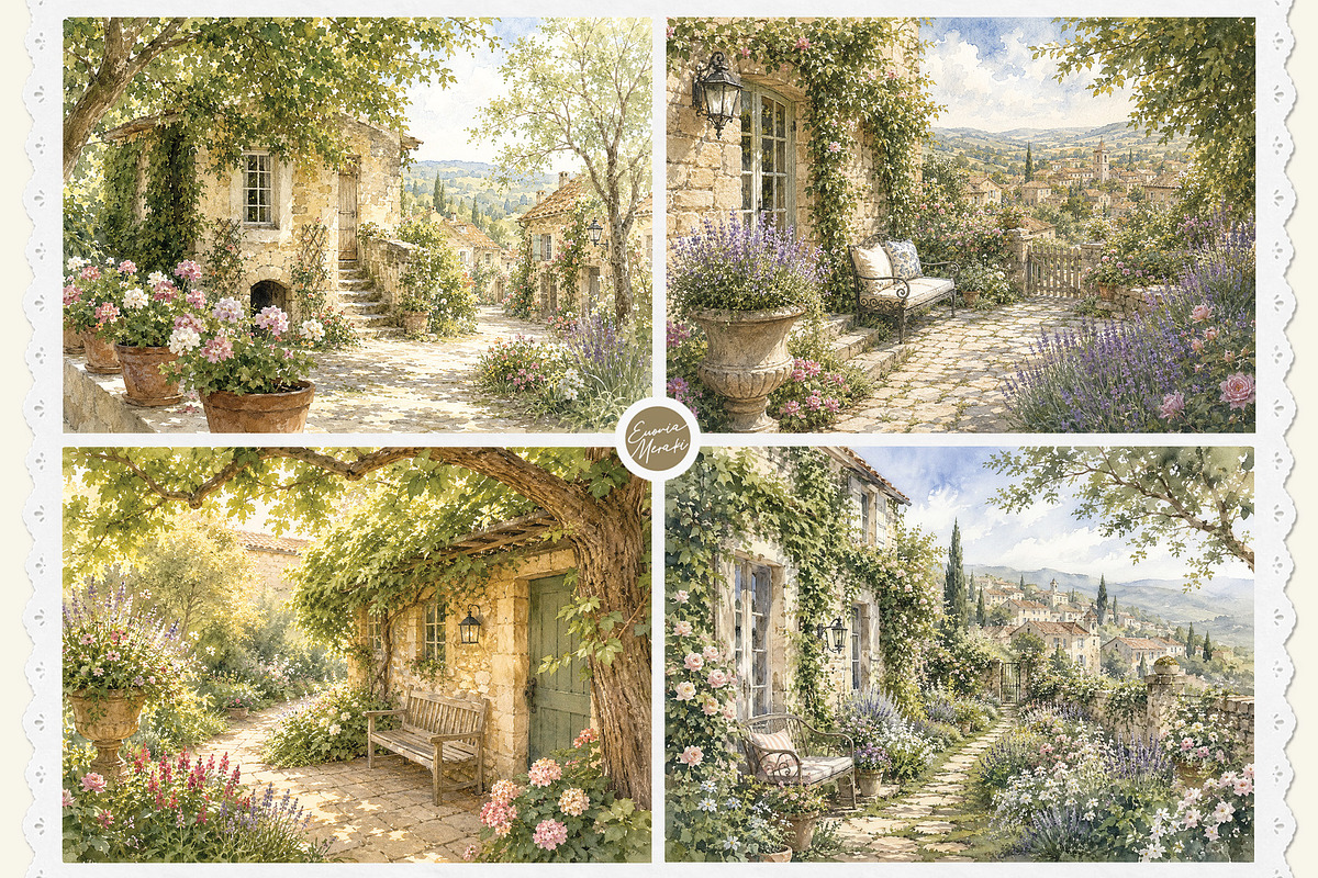 French Cottage Garden Watercolor Set, a Decorative Illustration by Euonia Meraki (Photo 6 of 18)